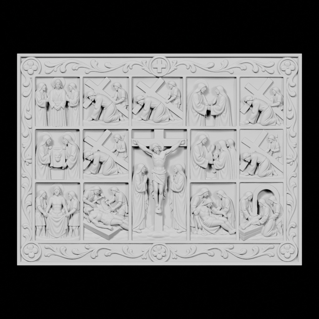 Stations Of The Cross Rectangle Plaque CNC STL file preview