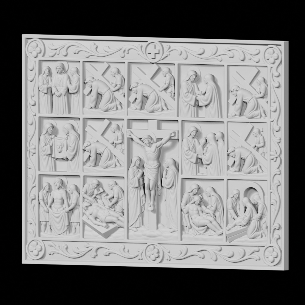 Stations Of The Cross Rectangle Plaque CNC STL file preview 2