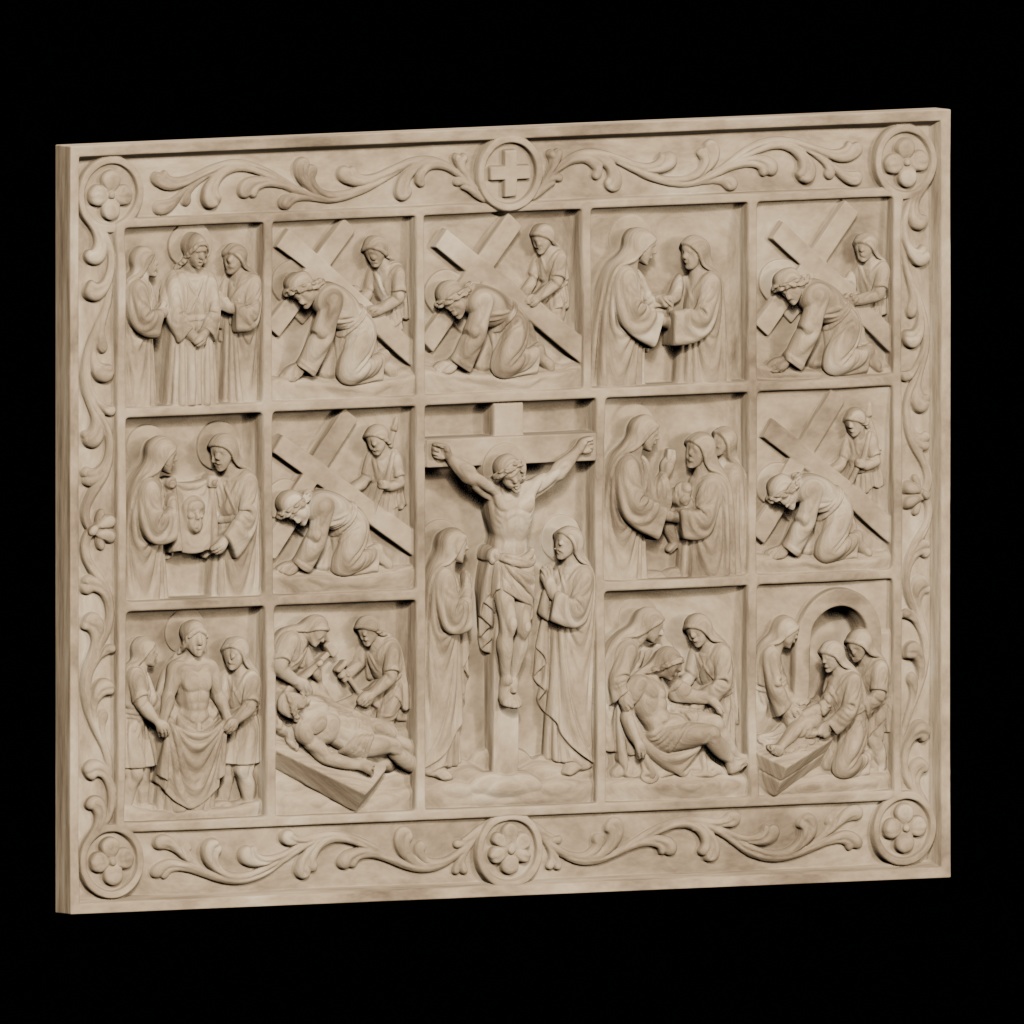 Stations Of The Cross Rectangle Plaque CNC STL file preview 3