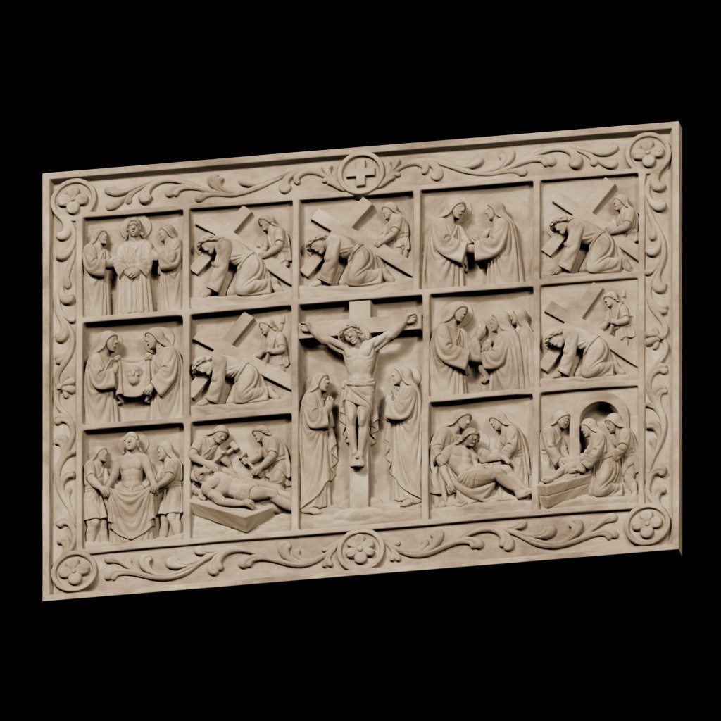 Stations Of The Cross Rectangle Plaque CNC STL file preview 4