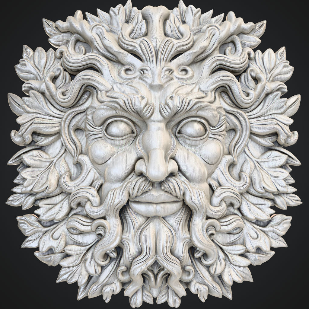 Stetson Detailed Green Man CNC 3D STL Carving File CNC STL file preview