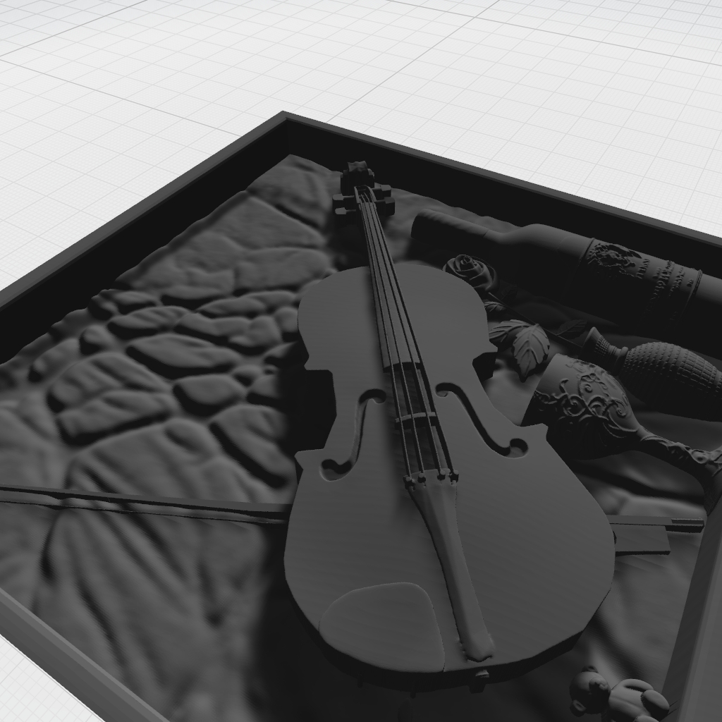 Still Life Painting Violin CNC STL Model CNC STL file preview 3