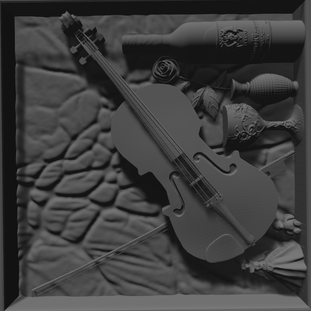 Still Life Painting Violin CNC STL Model CNC STL file preview 4