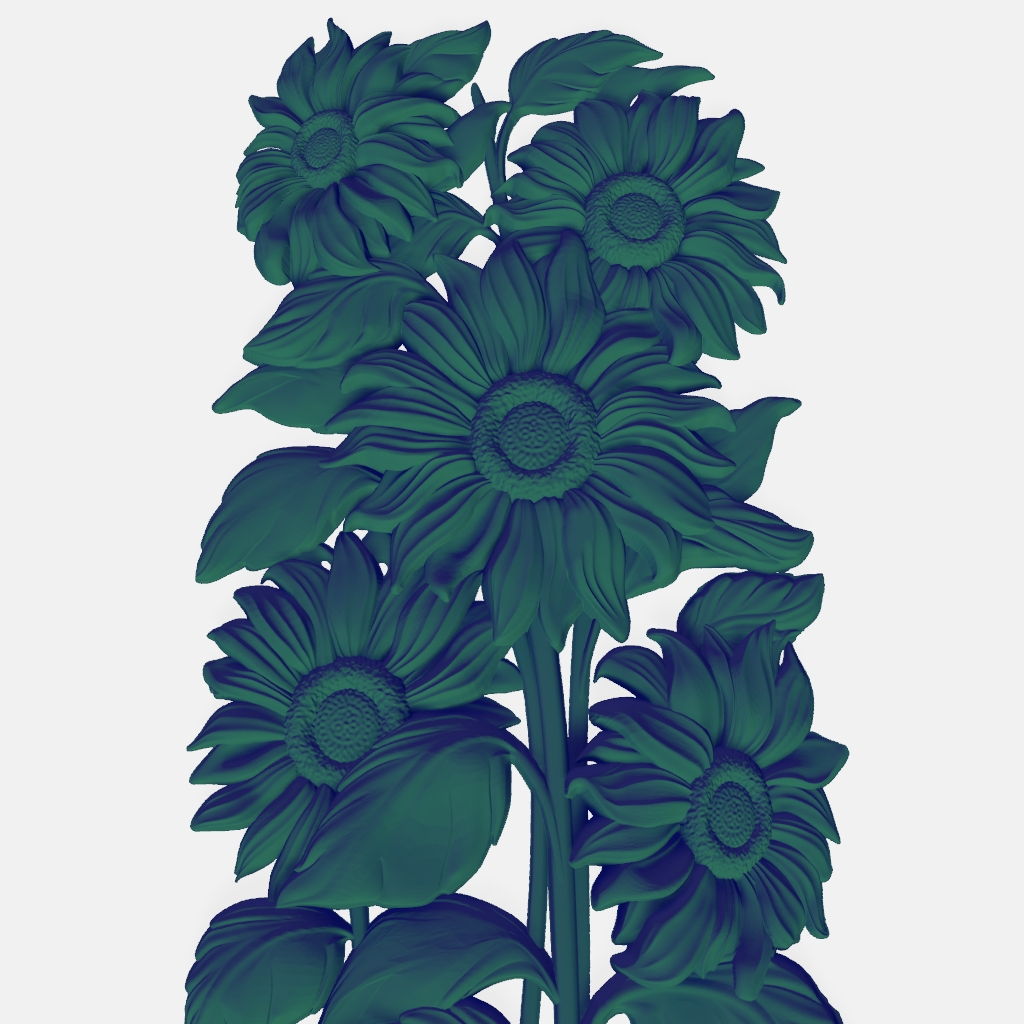 Sunflowers Relief Panel CNC STL file preview