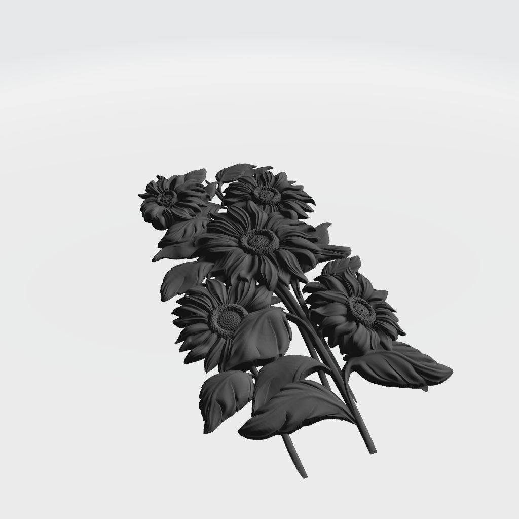 Sunflowers Relief Panel CNC STL file preview 2