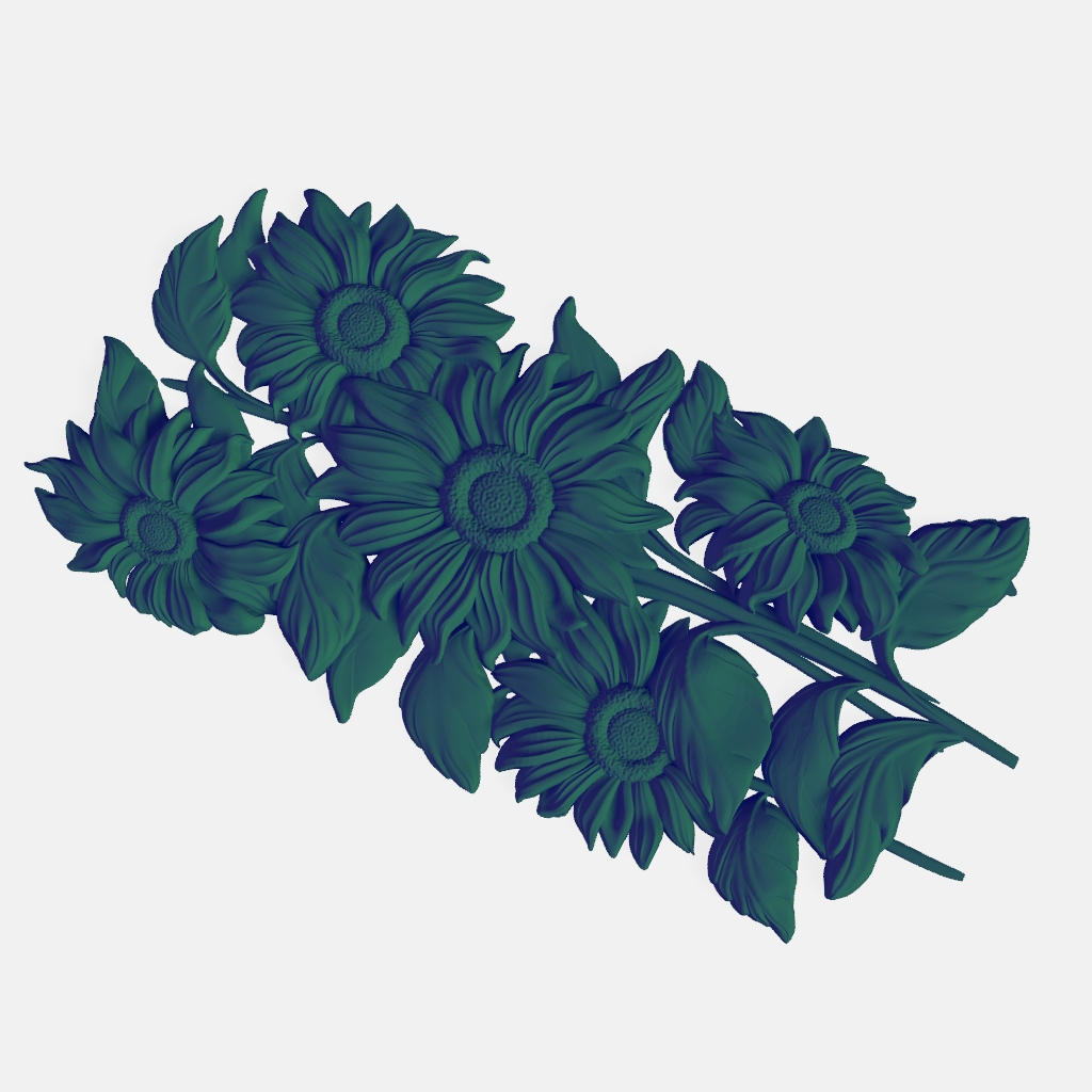 Sunflowers Relief Panel CNC STL file preview 3