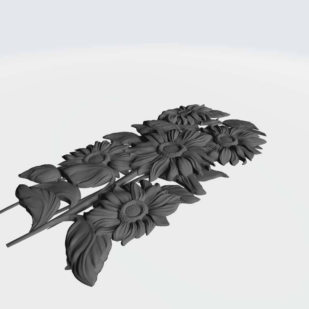 Sunflowers Relief Panel CNC STL file preview 4
