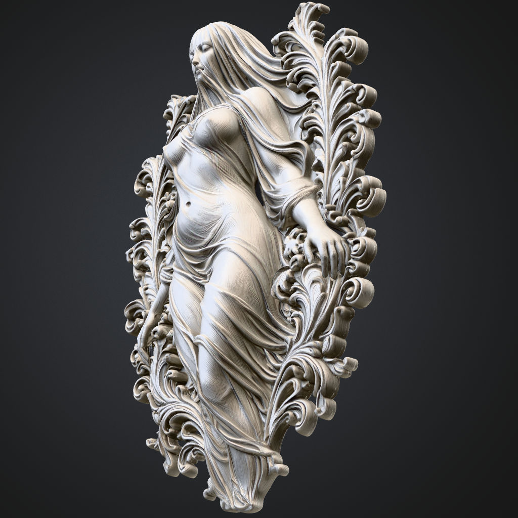 Veiled CNC Wood Carving Model CNC STL file preview 3