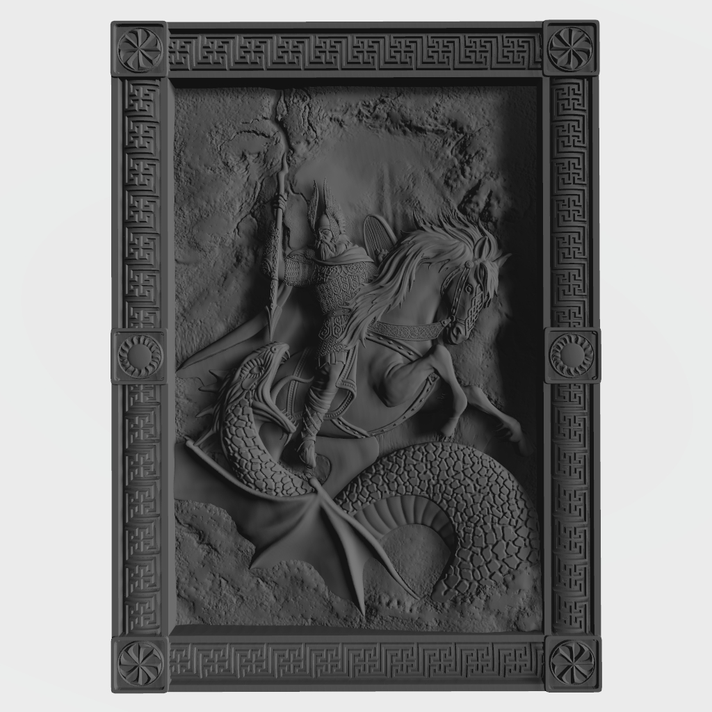 Viking Mystical St George Warrior Dragon CNC STL file preview