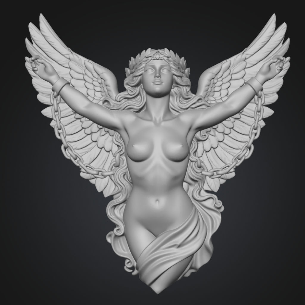 Winged Freedom Angel Lady 3D Model CNC STL file preview