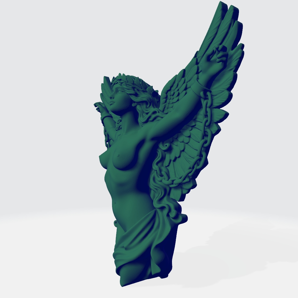 Winged Freedom Angel Lady 3D Model CNC STL file preview 2