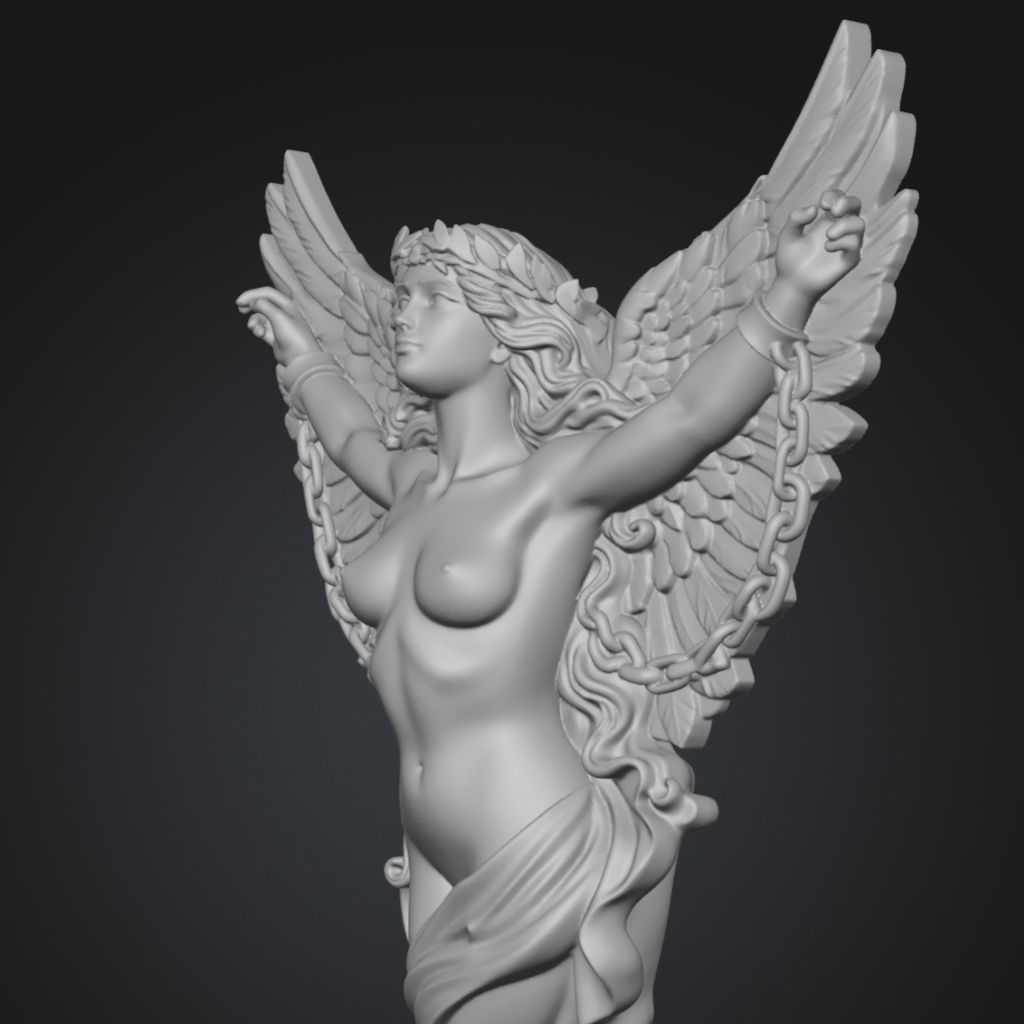 Winged Freedom Angel Lady 3D Model CNC STL file preview 3