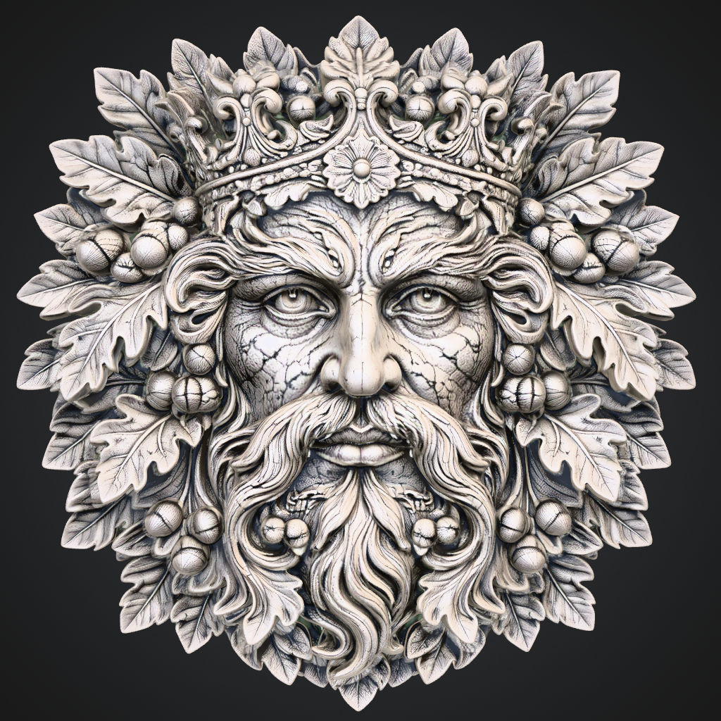 Woodland Lord Castle Greenman CNC STL file preview